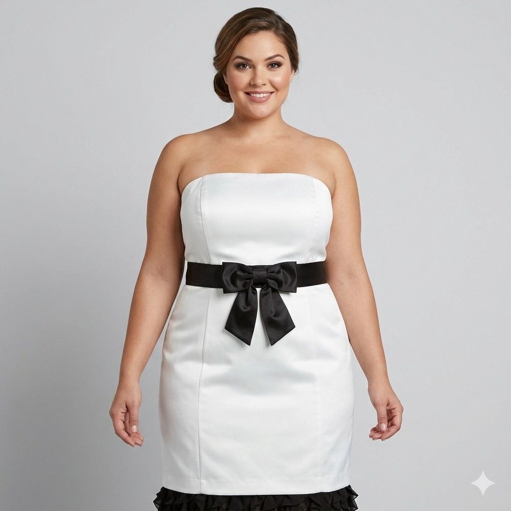 NWT Oleg Cassini Black/Ivory Shoulder Off Party Dress Size 22